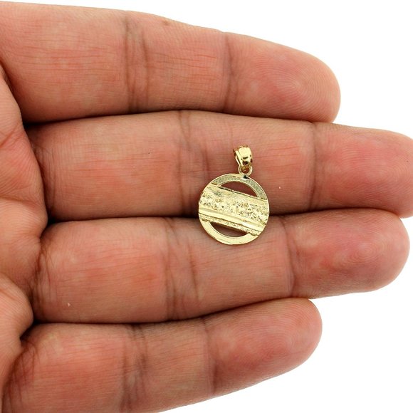 Real 10K Yellow Gold Round Last Supper Charm Pendant - Picture 1 of 6